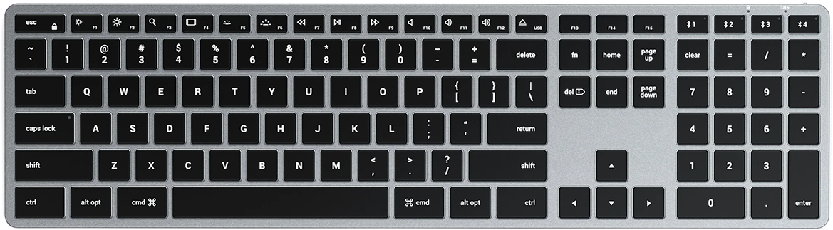 SATECHI Slim X3 Bluetooth billentyűzet, LED háttérvilágítás, Magyar kiosztás asztroszürke (ST-BTSX3M-HU)