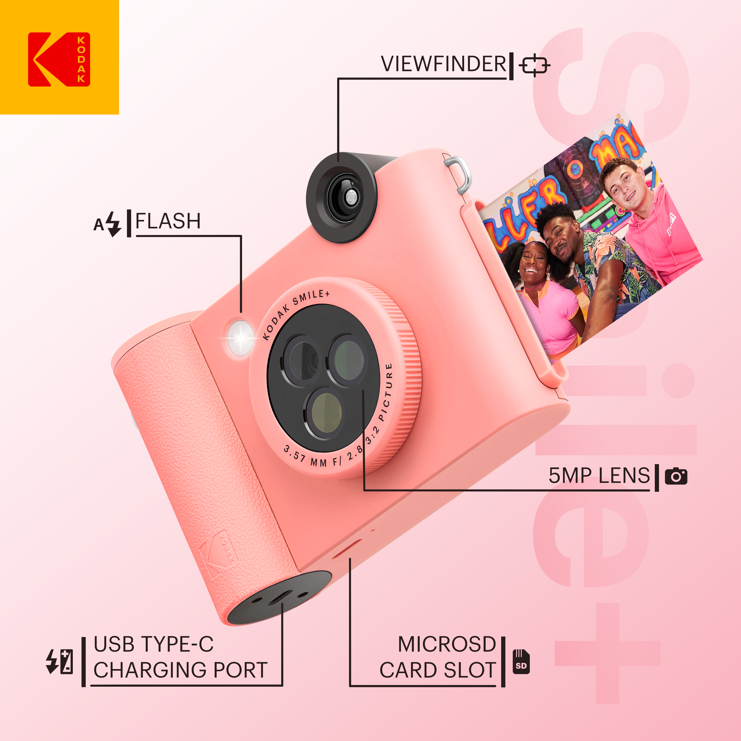KODAK Smile+ Fotocamera istantanea, Rosa