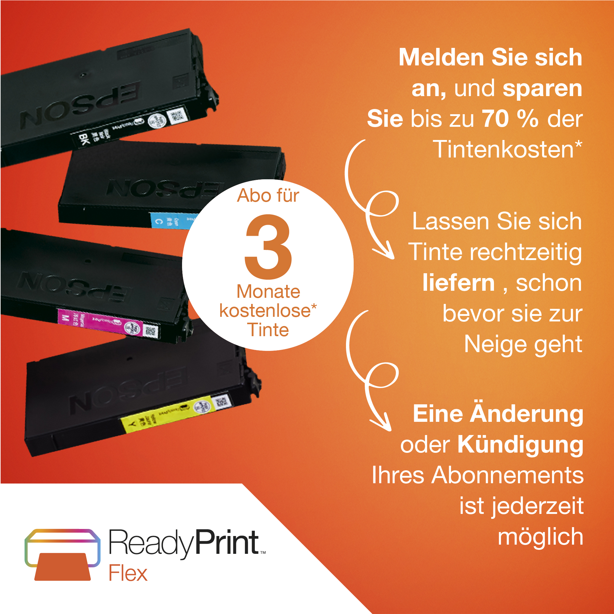 Epson-Druckerpatronen mit Text und Grafiken sowie zusätzliche Informationen auf der Seite.