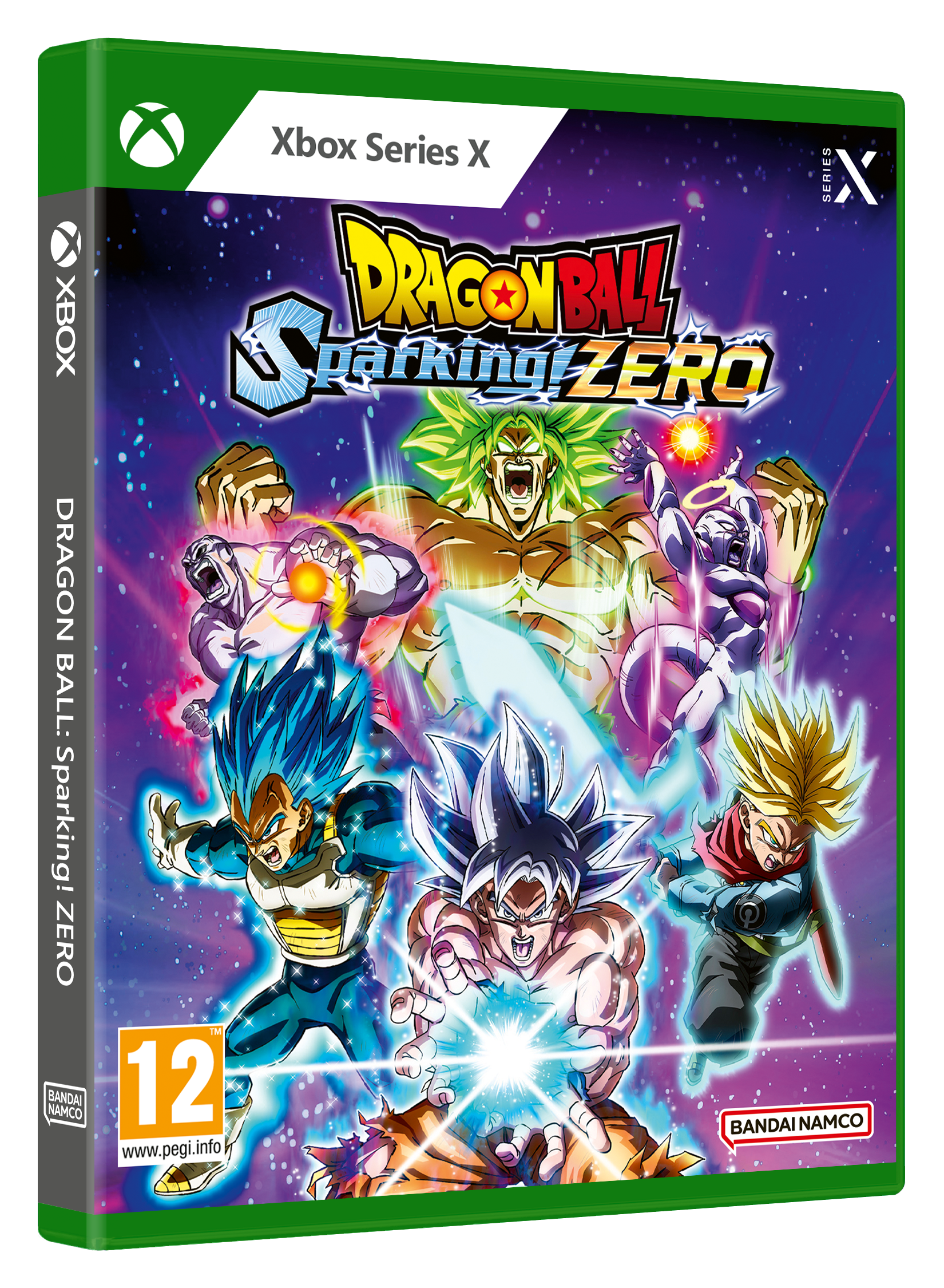 Una caja de videojuego de Dragon Ball: Sparking! ZERO para Xbox Series X, con personajes.