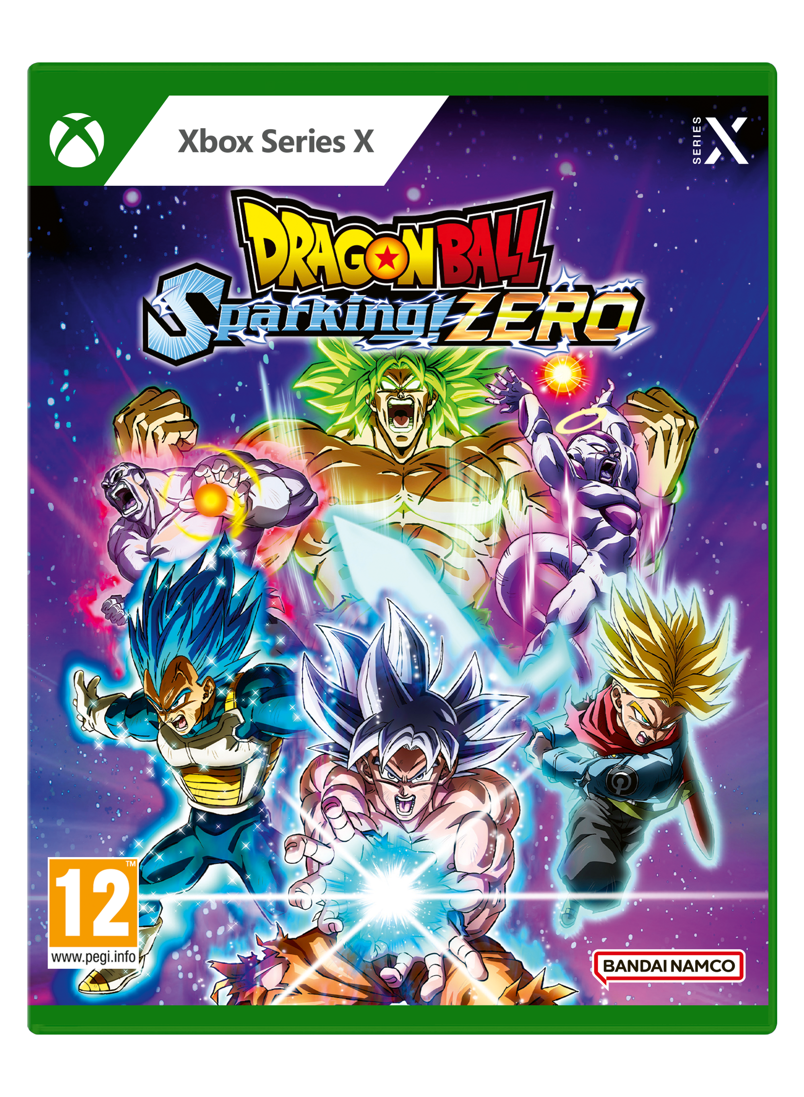 Portada del juego Dragon Ball Sparking Zero para Xbox Series X. Presenta varios personajes de Dragon Ball.