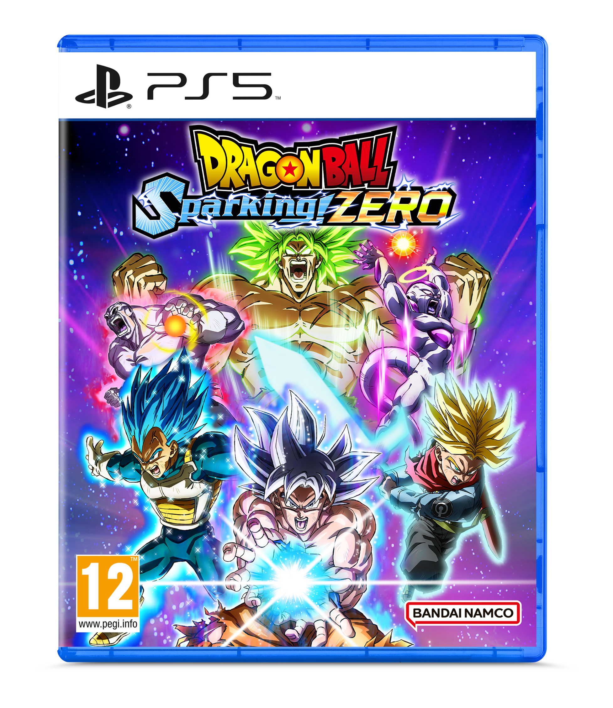 Portada del juego Dragon Ball Z: Sparking! Zero. Presenta varios personajes y el logo de PS5.