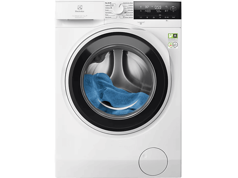 ELECTROLUX EW7F3494EQ Elöltöltős mosógép, A, 9kg, 1400 f/p, Ökoinverter, WIFI, UniversalDose, Hygiene progr. gőzzel, Steamrefresh, QuickCare 69min, Rapid 20min