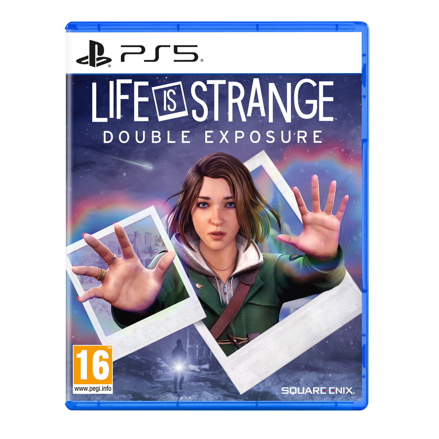 Videogame doos voor Life is Strange, met een vrouw die naar de kijker reikt.