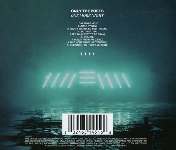 Rückseite eines Albums mit Trackliste und Neon-Grafik. Enthält einen Barcode und Künstlerinformationen.