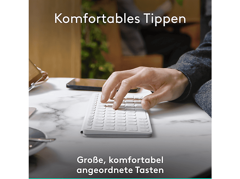 Thumbnail - LOGITECH Keys-To-Go 2 für iPad, iPhone, Mac und Apple TV kabellose Tastatur Pale Grey