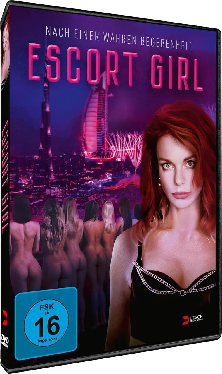 DVD-Cover des Films 'Escort Girl'. Eine Frau in einem schwarzen Kleid ist der Hauptfokus.