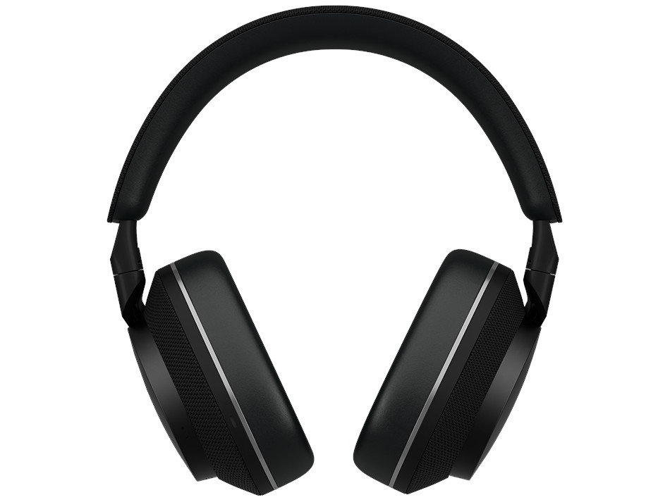 Czarne słuchawki nauszne z góry, widoczne na białym tle.