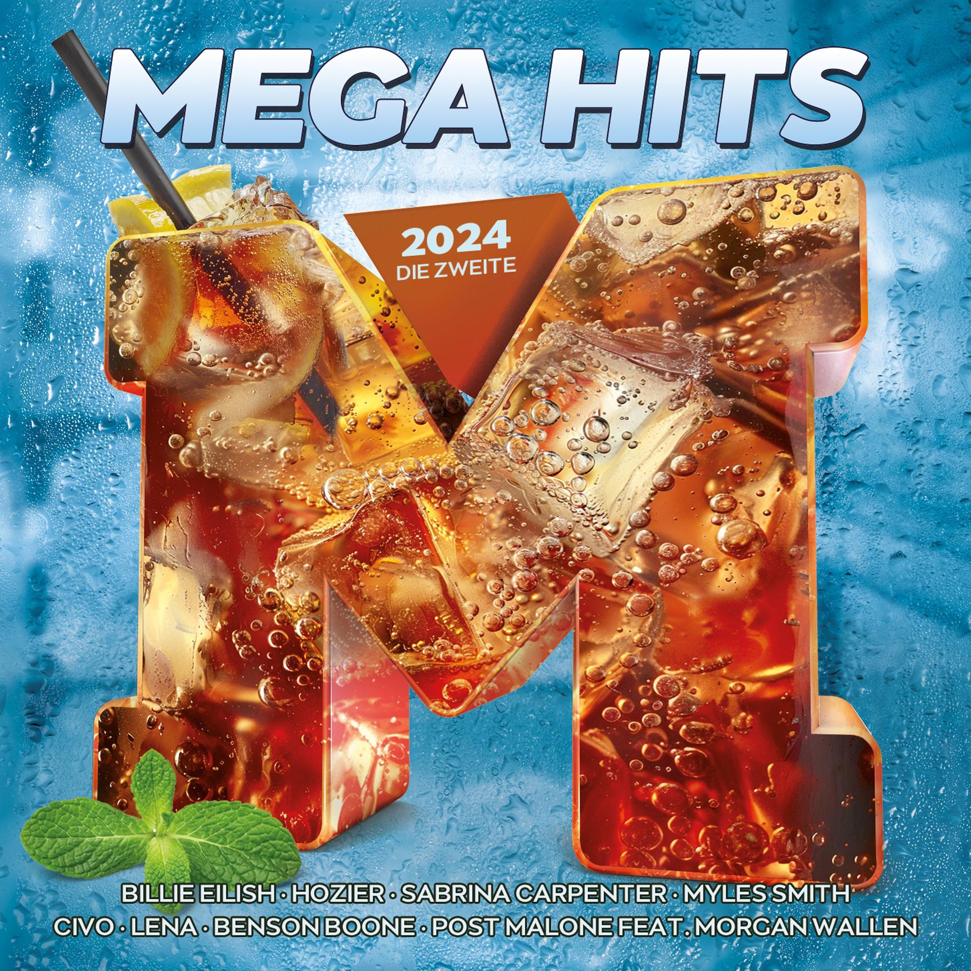 Musikalbum-Cover, großes „M“ mit Eis, Text „Mega Hits 2024“.