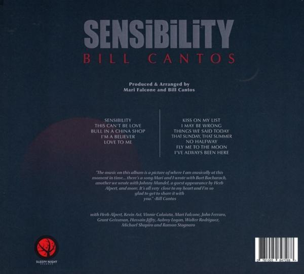 Albumcover für 'Sensibility' von Bill Cantos, mit Titelliste und Künstlerinformationen.