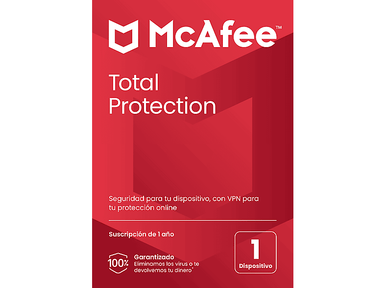 Antivirus - McAfee® Total Protection ES MSH, 1 dispositivo. Suscripción año. (Formato Físico)
