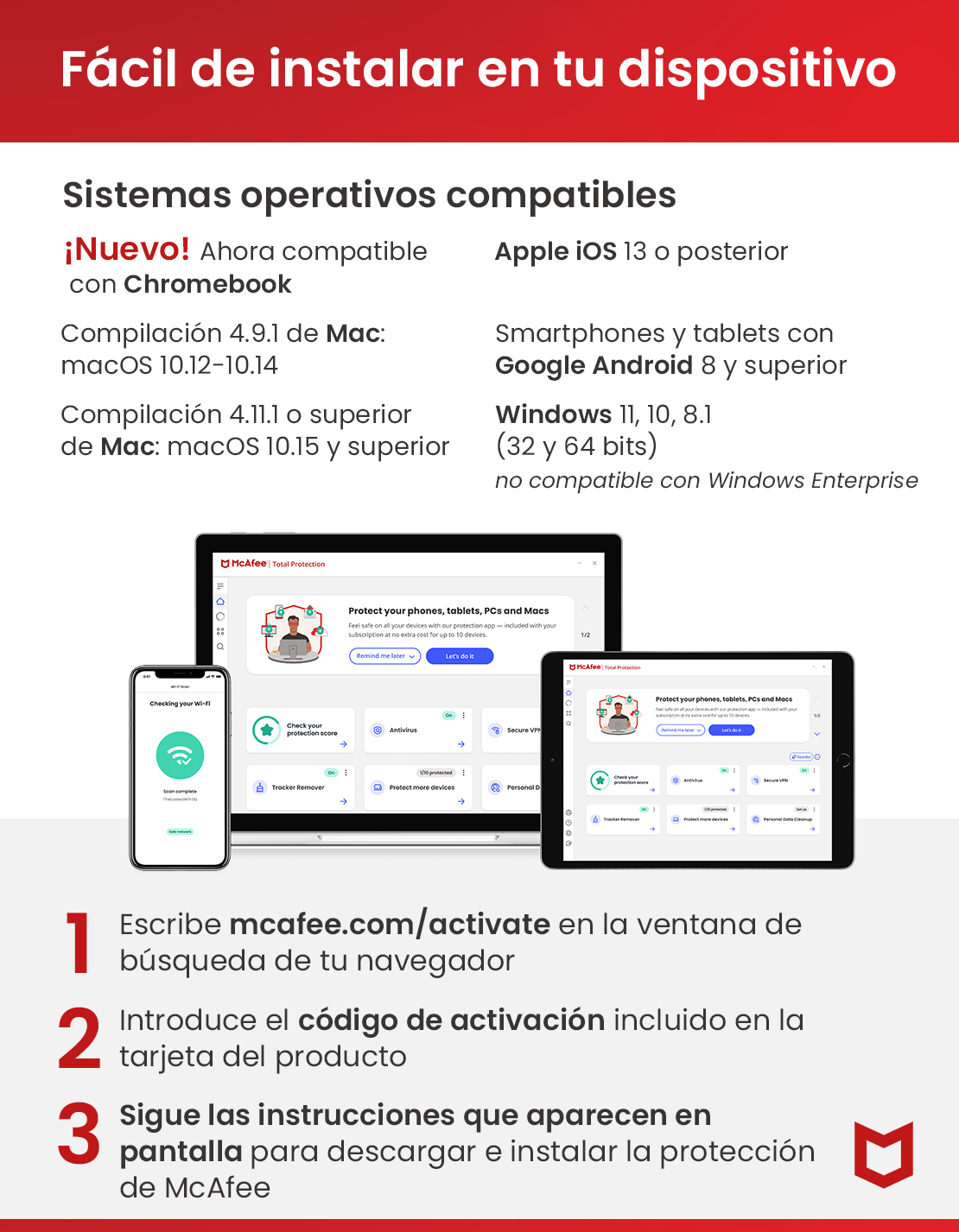 Antivirus - McAfee® Premium Family ES MSH, dispositivos ilimitados. Suscripción 1 año. (Formato Físico)