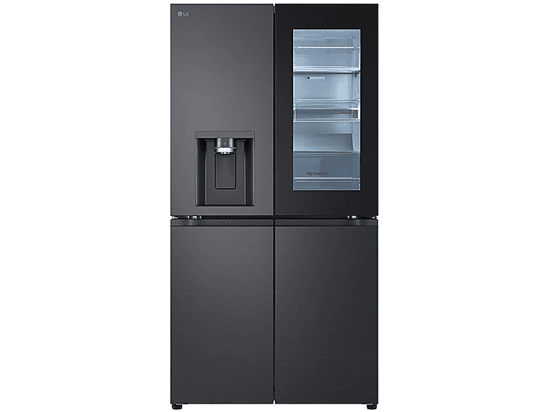 LG Electronics GMG960EVEE Side by Side, Kühl- und Gefrierkombination, mit InstaView® & Craft Ice (638 l, E, 1792 mm hoch, No Frost (verminderte Eisbildung), Essence Black Steel)