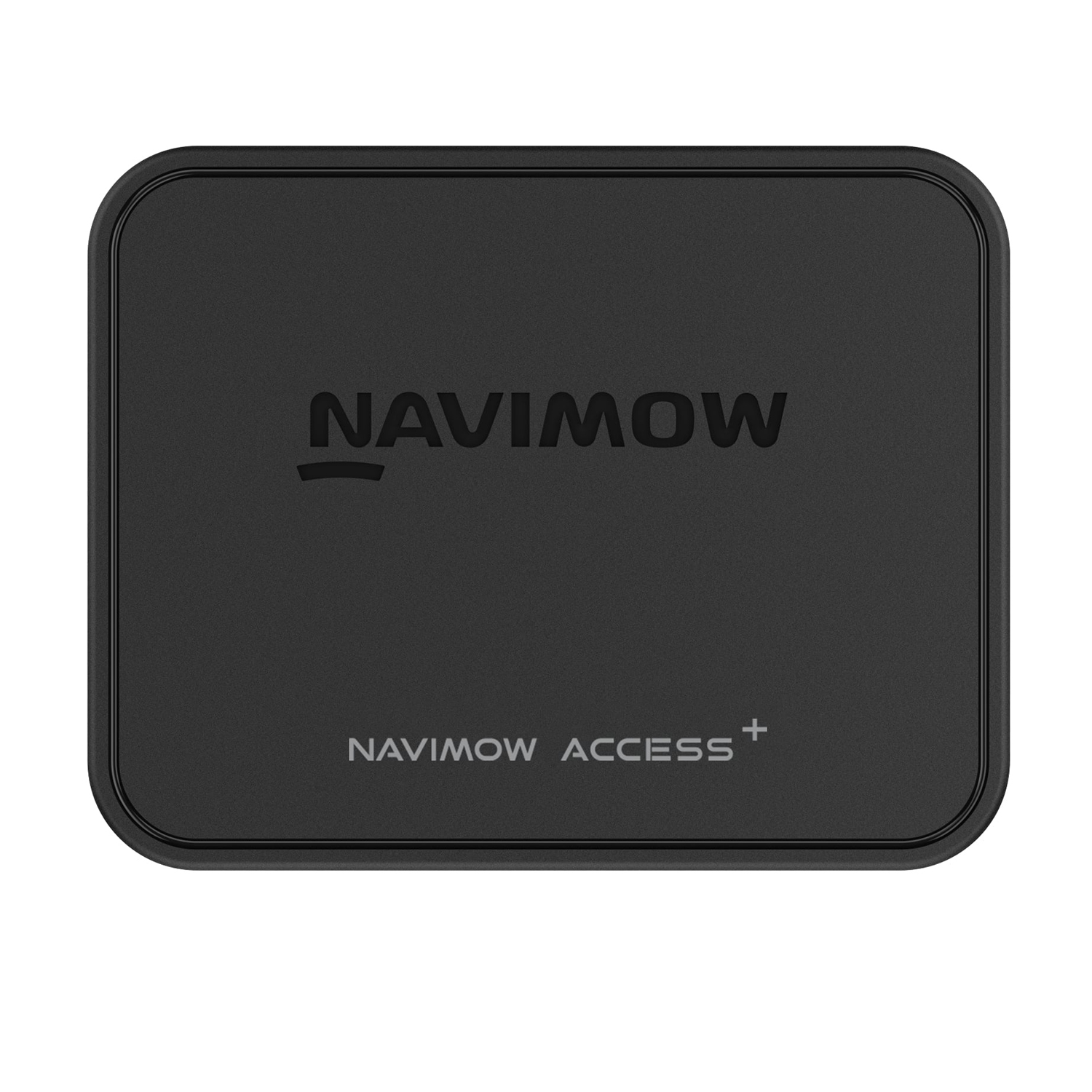 Robot Navimow Access+ nero con il marchio visualizzato.