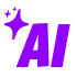 Logo IA. Texte IA violet avec éclat d´étoile sur fond noir.