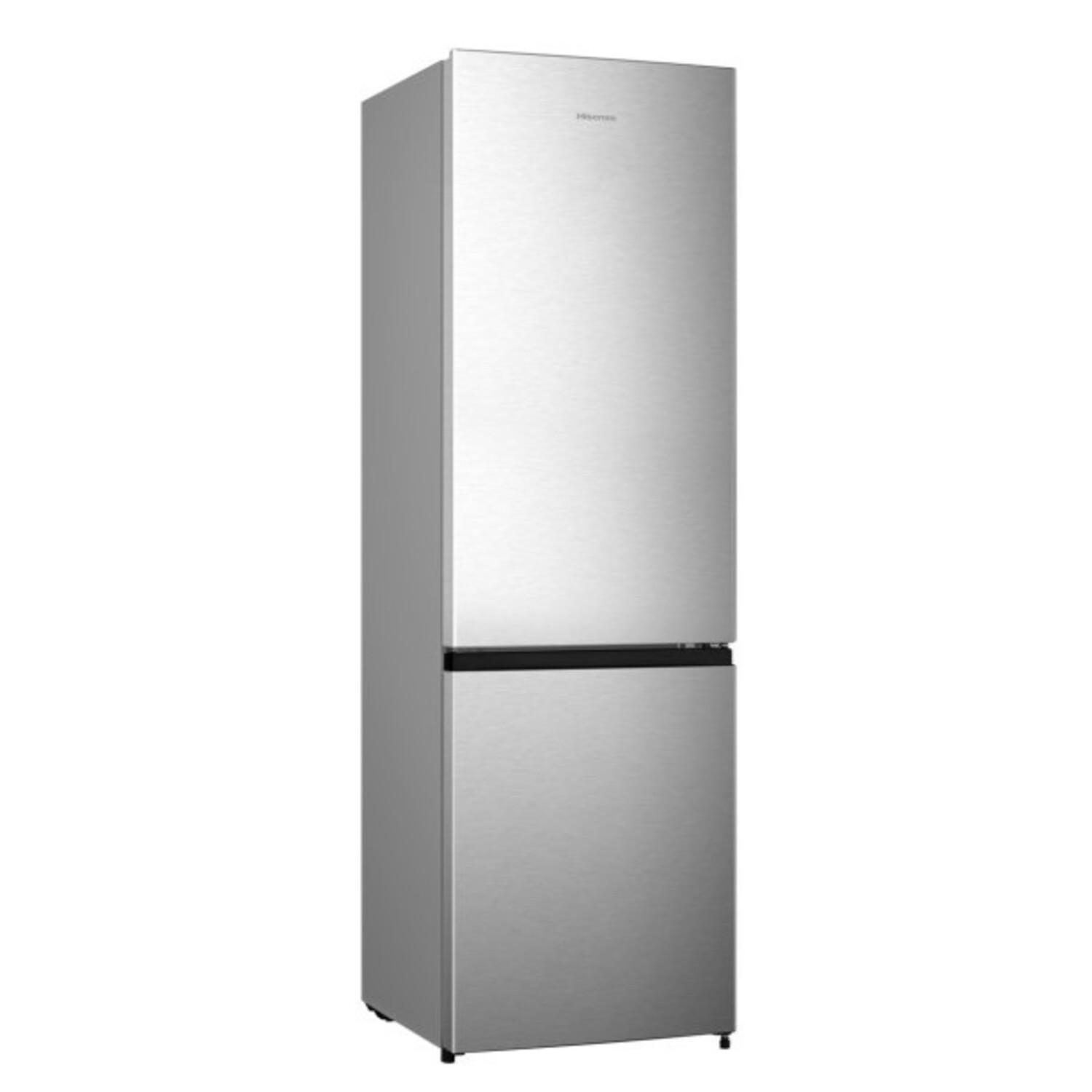 A stainless steel refrigerator with two doors.
