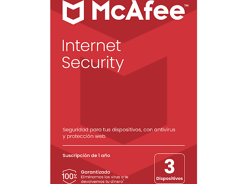 Antivirus - McAfee® Internet Security, Suscripción 1 año, 3 dispositivos (Formato Físico)