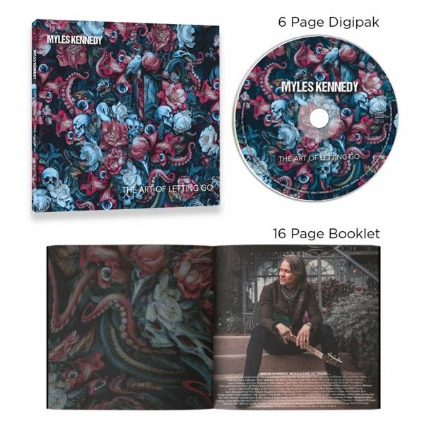 Album mit Totenkopf- und Blumendesign, eine CD und ein Booklet mit Mann und Gitarre.