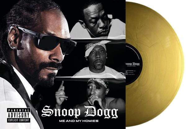Albumhoes met Snoop Dogg, Dr. Dre, Tupac. Gouden vinyl rechts.
