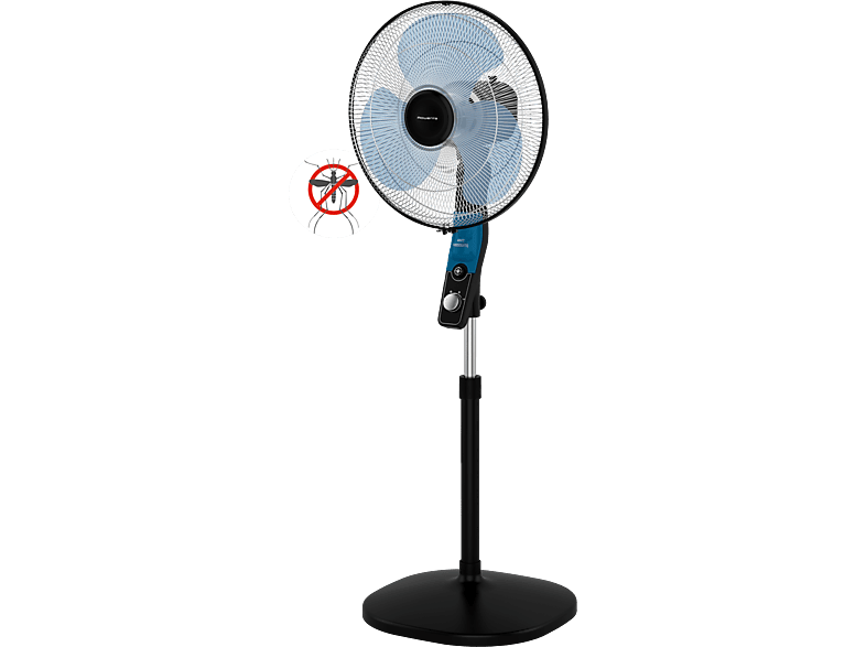 Ventilador de pie - Rowenta VU4420F2, 60 W, 1.3 m, 55 m³/min, 54 dB, 3 Velocidades, Función Antimosquitos, Silencioso, Negro