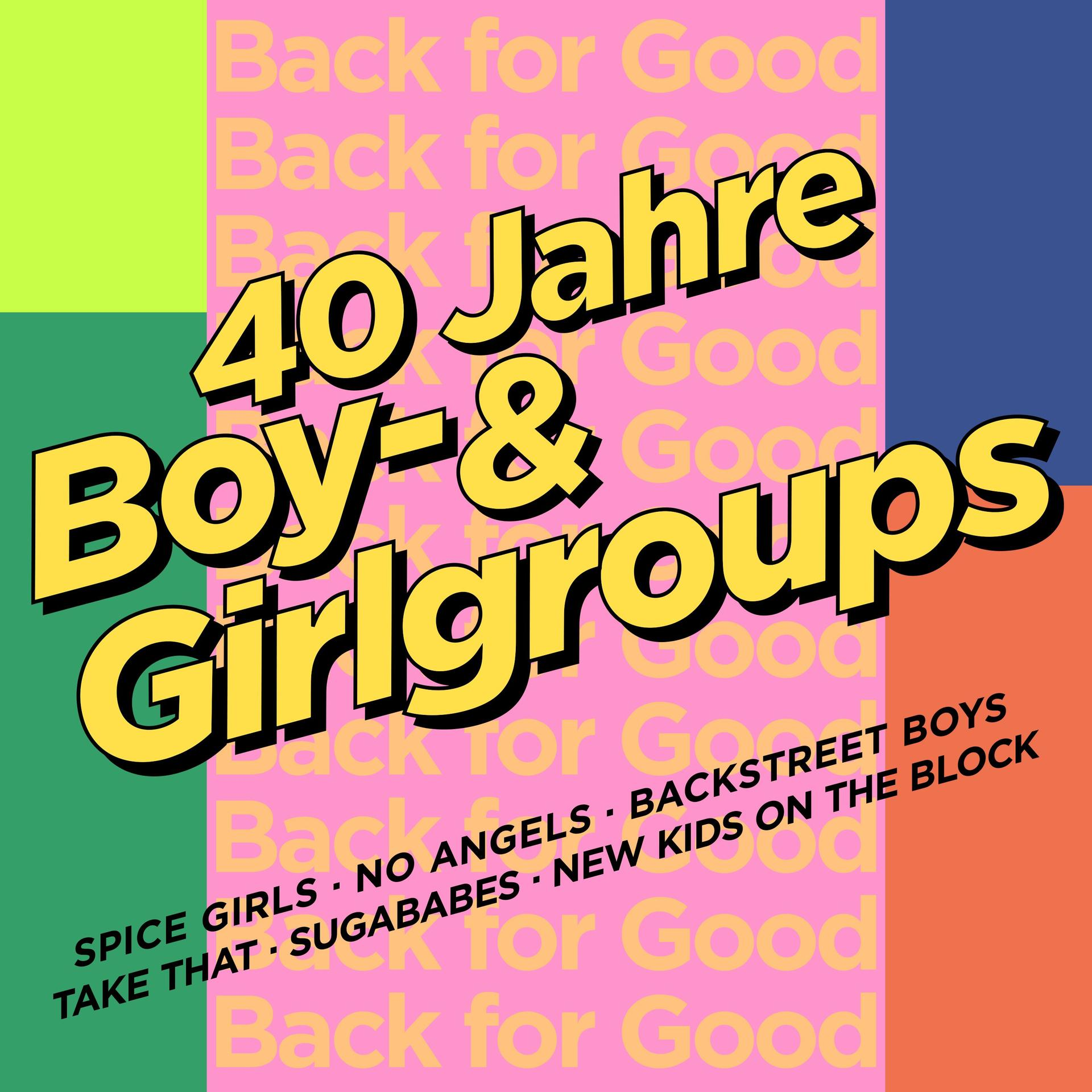 Plakat mit Text. Der Text ist für eine Musikveranstaltung mit pinkem, gelbem, blauem und orangefarbenem Hintergrund.