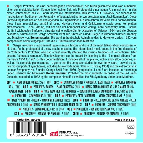 Text über Sergei Prokofjew und eine Liste seiner musikalischen Kompositionen.