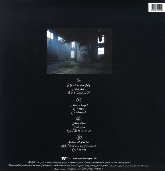 Rückseite eines Albums mit Songtiteln und Credits.