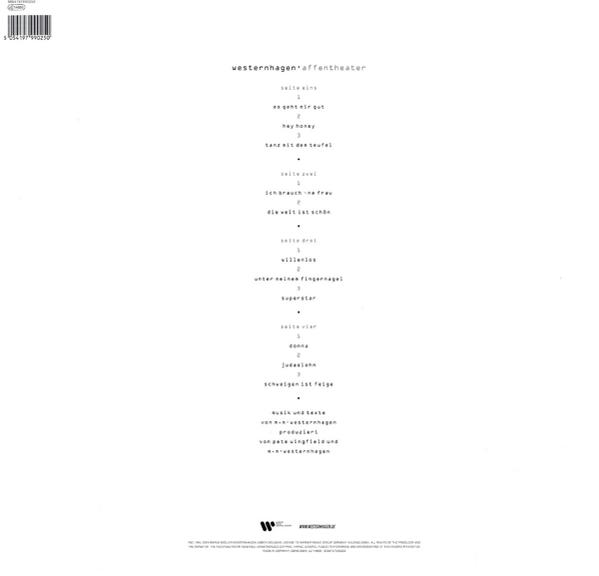 Weißes Albumcover mit Westernhagens Titelliste.