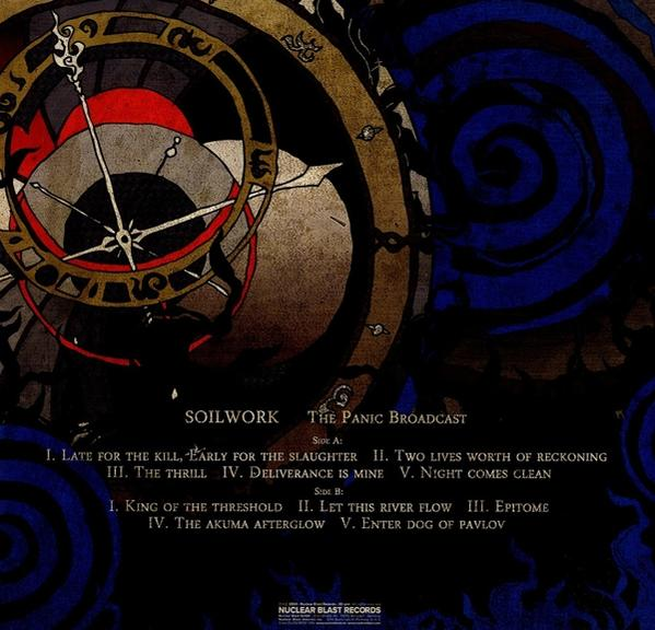 Albumcover. Dunkelblau mit Text und Uhrenbildern zum Album 'The Panic Broadcast'.