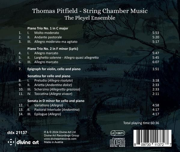 Ein CD-Cover mit Noten und Text, betitelt 'String Chamber Music'. Enthält verschiedene Musiktitel.