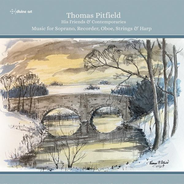 Albumcover. Ein Aquarellgemälde einer verschneiten Landschaft mit Brücke und Bäumen.