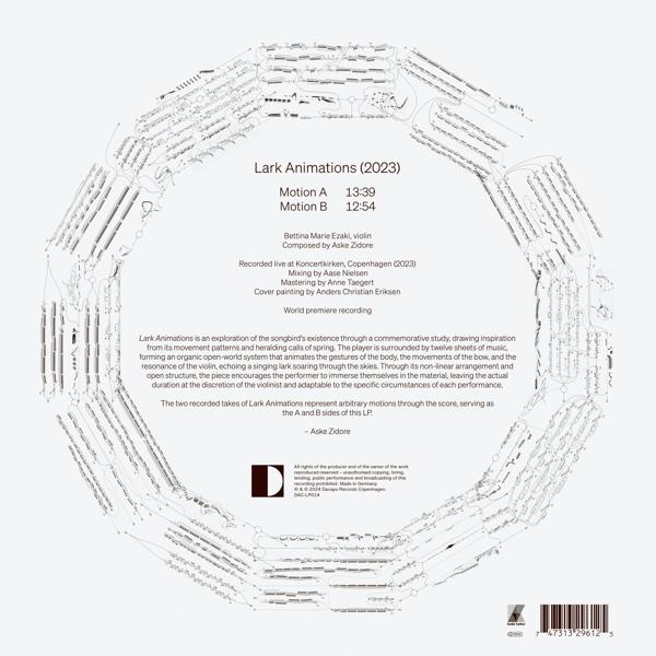 Kreisförmiges Albumcover mit Text. Noten und ein Logo sind abgebildet.