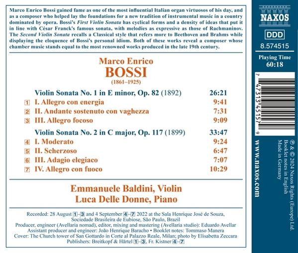 CD-Cover mit Text über Marco Enrico Bossi, mit Titelliste und Foto des Musikers.