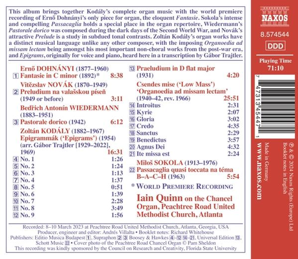Rückseite einer CD-Hülle mit Text über ein Musikstück, einschließlich Titellisten und Informationen.