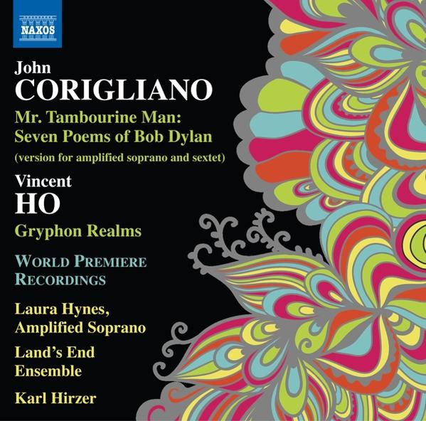 Albumcover mit farbenfrohem Design und Text. Das Album ist von John Corigliano und Vincent Ho.
