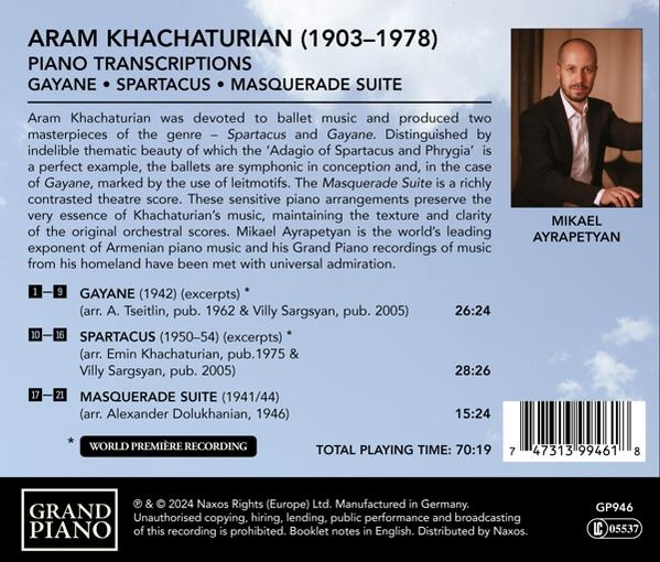 CD-Cover, Aram Khachaturian Klaviertranskriptionen, mit einem Foto eines Mannes.