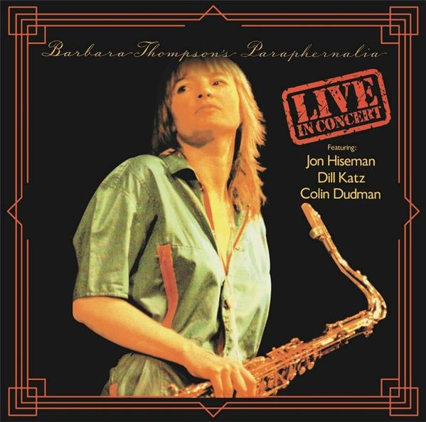 Albumcover: Frau mit Saxophon, Text 'Live in Concert' und Künstlernamen.