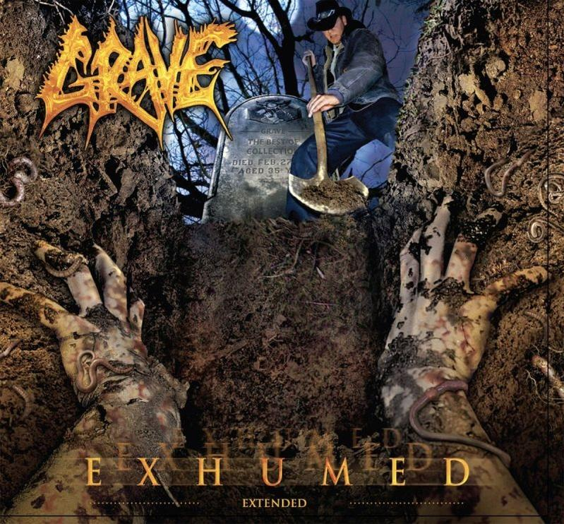 Albumcover mit Grab und Händen. Ein Mann gräbt. Würmer und ein Grabstein sind vorhanden.