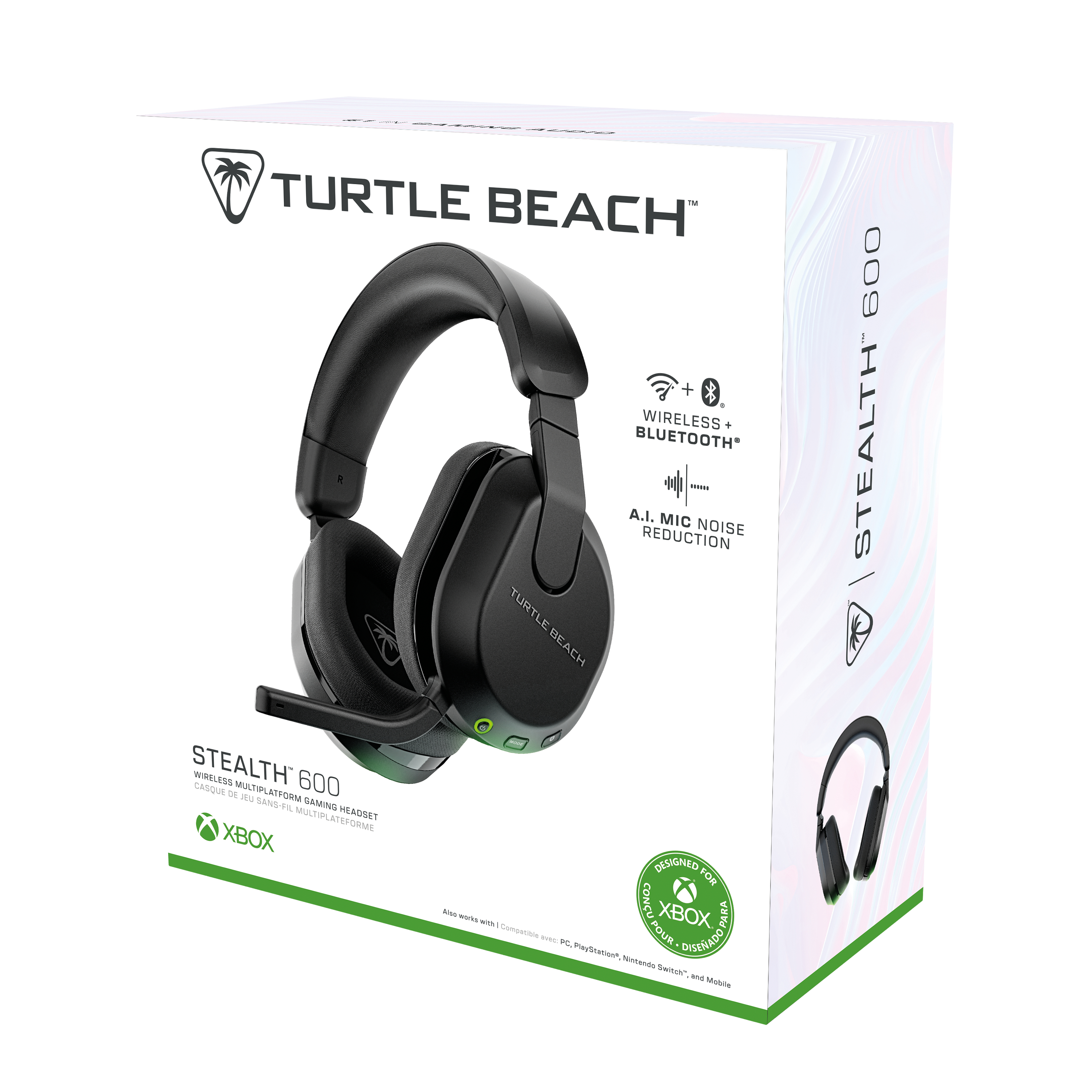 Turtle Beach Stealth 600 Wireless Gaming-Headset-Box, schwarzes Headset.
