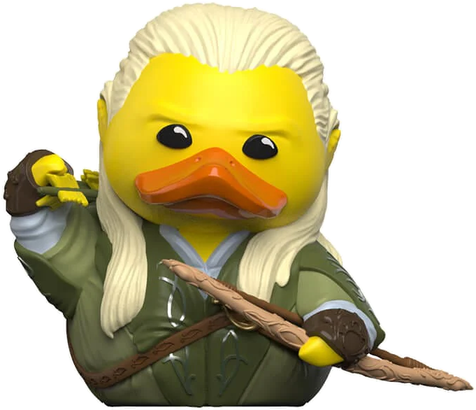 Egy gumikacsa Legolas-nak öltözve a Gyűrűk Urából.