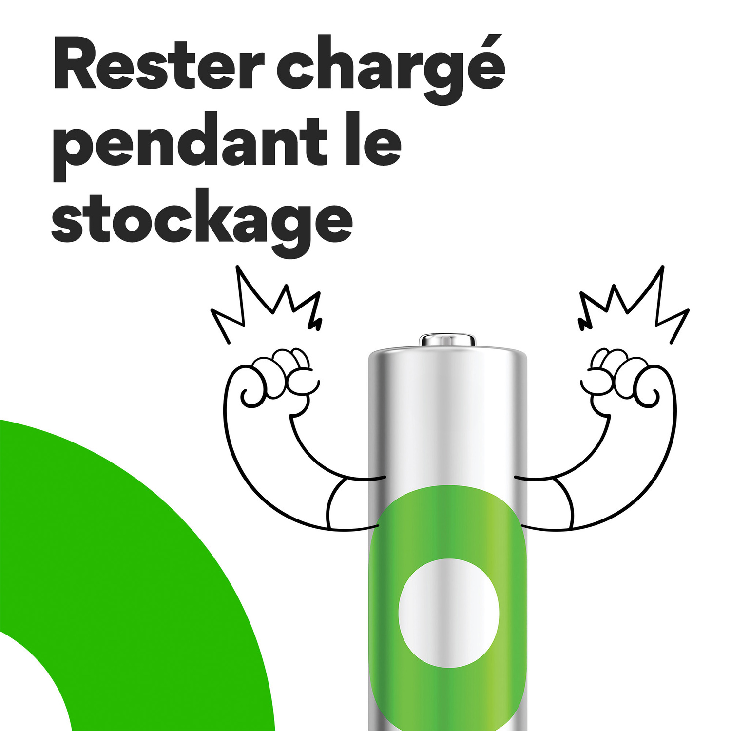 Une pile avec une étiquette verte. Le mot 'stockage' est au-dessus de la pile.