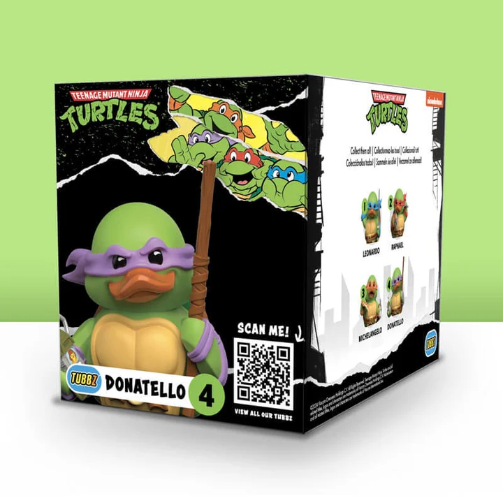 Donatello Tubbz figura a Tini Nindzsa Teknősök dobozában.