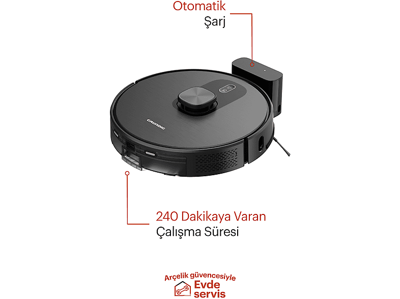 GRUNDIG VCR 6330 Moplu Haritalamalı Akıllı Robot Süpürge Siyah_6