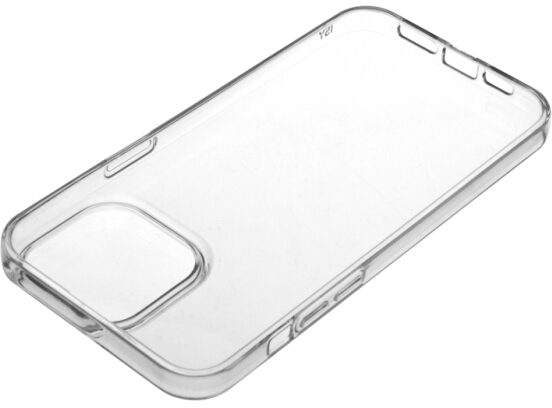 Coque de téléphone transparente, vue en biais.