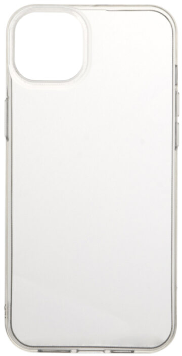 Coque de téléphone transparente, rectangulaire avec découpe caméra. Le fond est blanc.