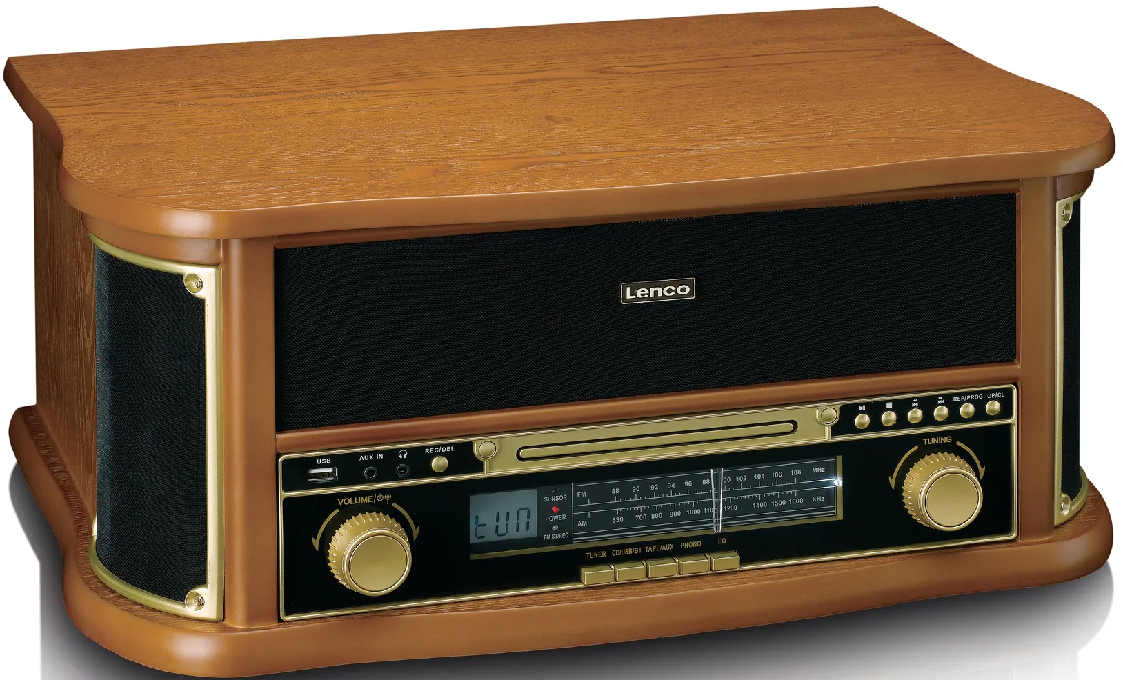 Ein Holzradio im Vintage-Stil von Lenco.