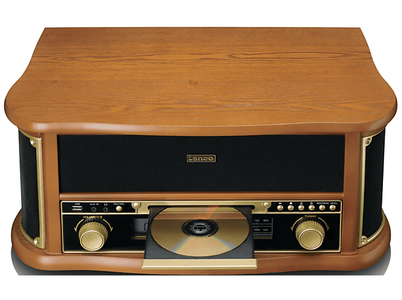 Lenco TCD-2551WD Classic Phono - Holz-Plattenspieler im Retro-Design mit Bluetooth, AM/FM-Radio, USB, CD-Player, Kassettenspieler — Foto 3 von 5