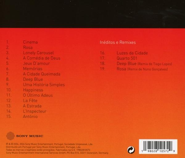 CD-Cover mit Trackliste auf rot-orangefarbenem Hintergrund. Sony Music und weiterer Text unten.