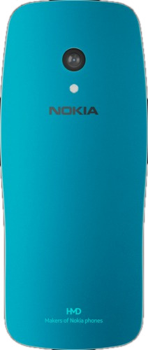 A blue Nokia phone's back. It has a camera and the brand's logo.