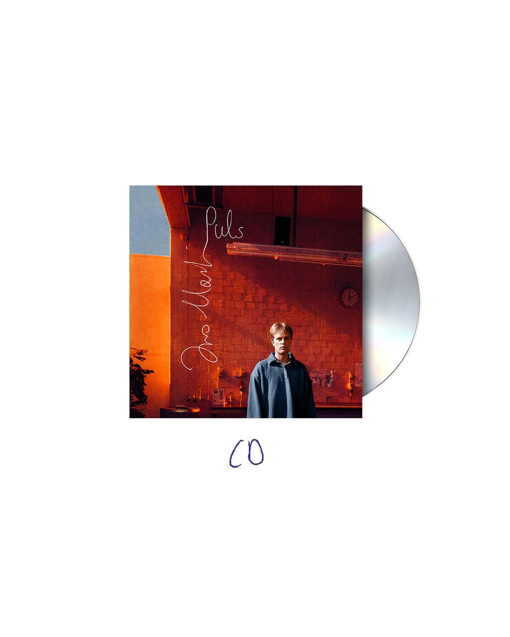 Eine CD-Hülle mit einem Albumcover mit einem Mann, einem Gebäude und dem Wort 'Puls'.